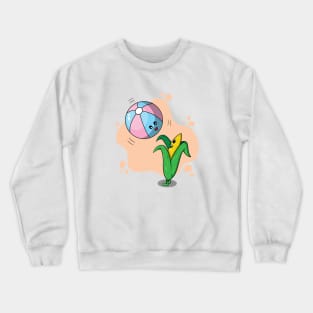 Cute corn playing with beach balloon Crewneck Sweatshirt